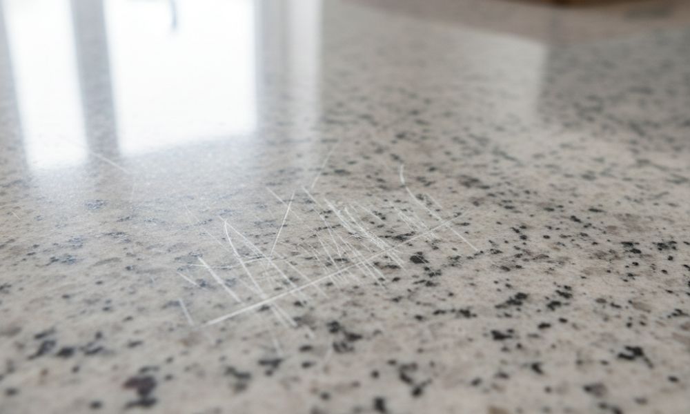 scratches on the cheap stone countertop