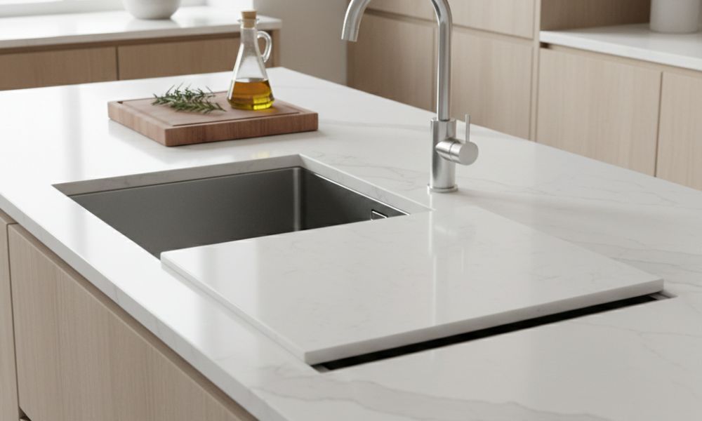 sintered stone, quartz sink cover extension