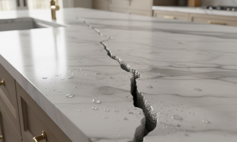 structural crack on stone countertop