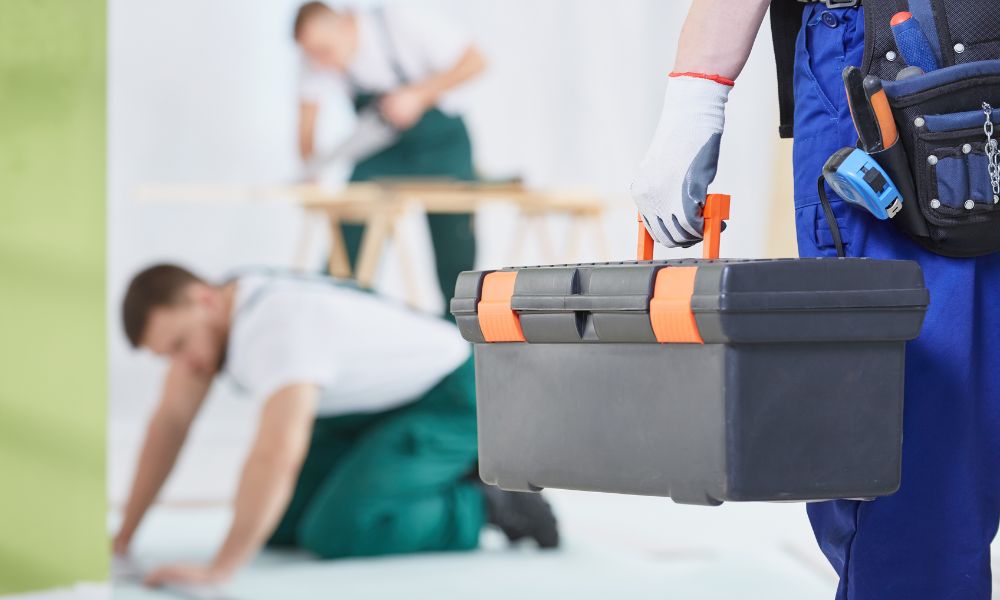 contractors getting to work on kitchen renovation