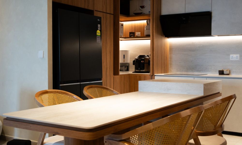 Japandi style kitchen island countertop