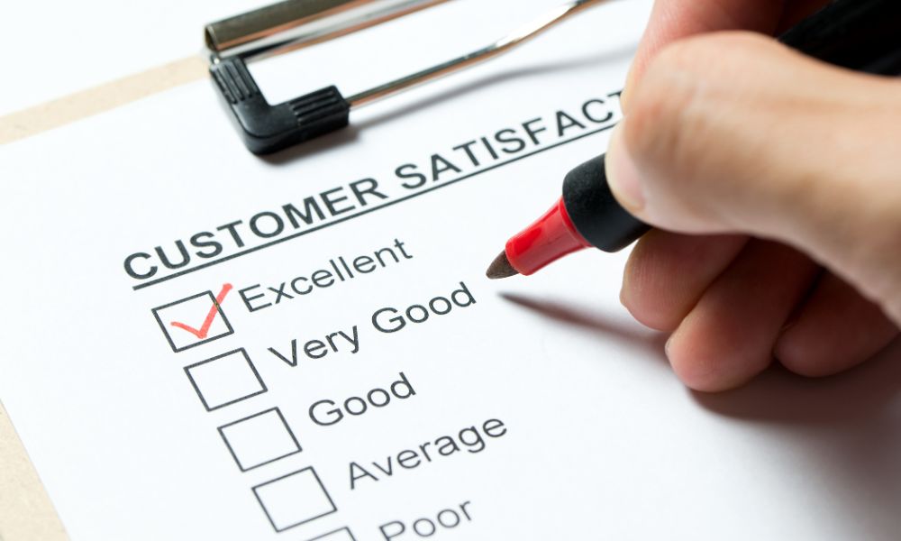 customer filling up an after-sales customer satisfaction survey form