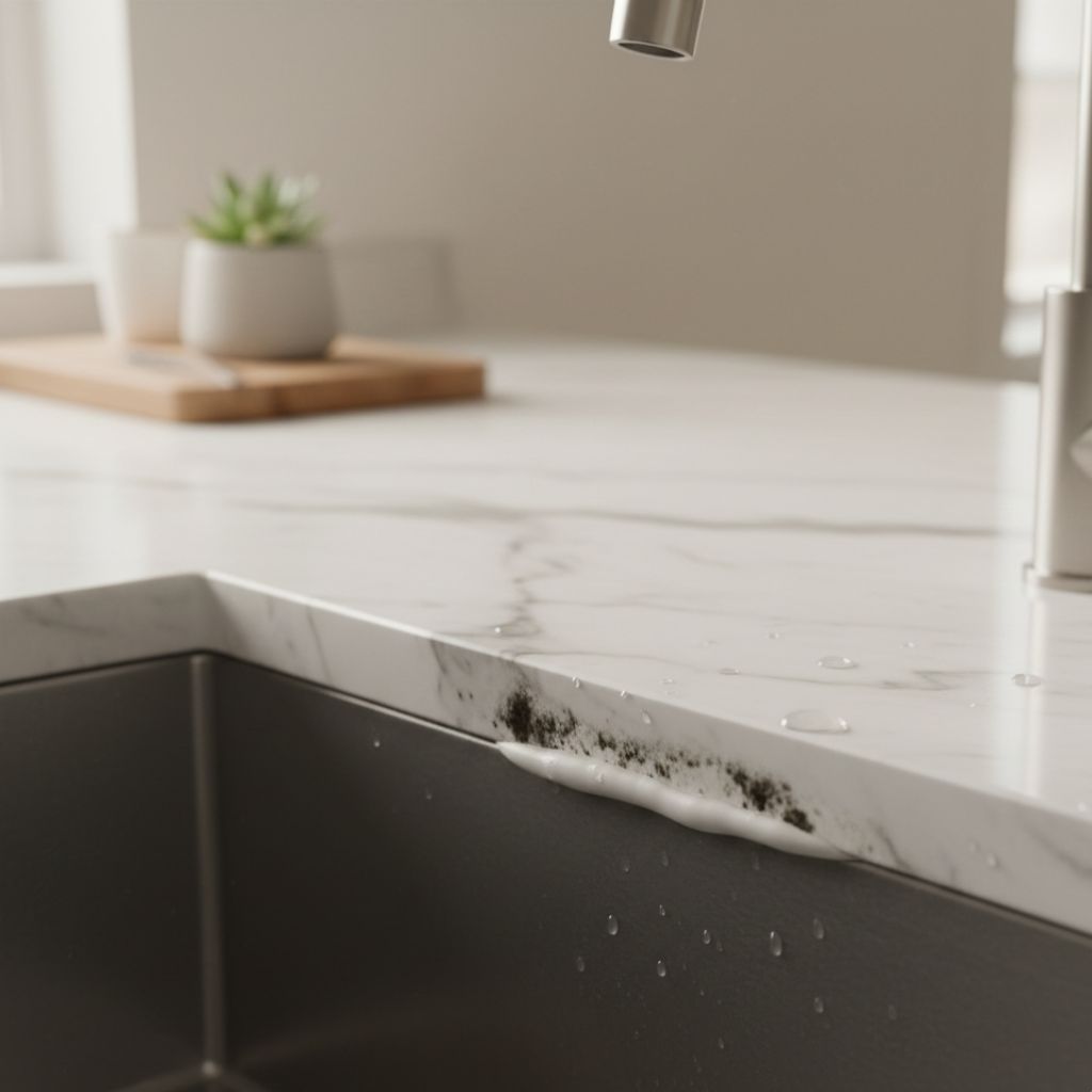 black spots mouldy kitchen sink