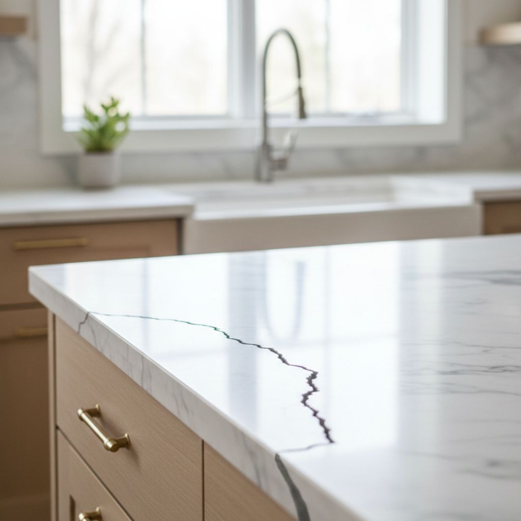 cracked compressed marble countertop